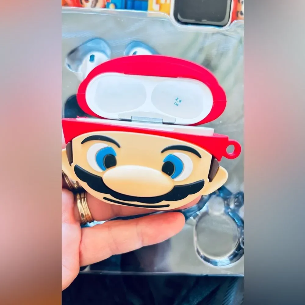 Mario Bros. Sup game device watch earbuds and Mario face earbud case gift set